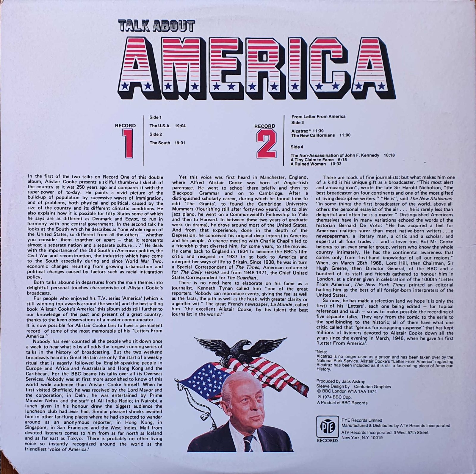 Picture of PYE 2-701 Talk about America (US import) by artist Alistair Cooke from the BBC records and Tapes library